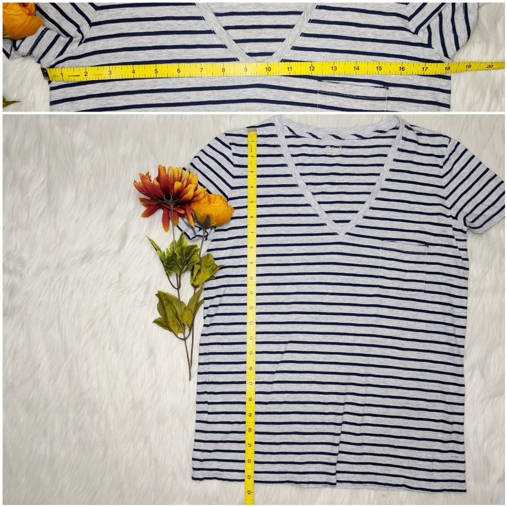 SOLD!!Madewell Blue & Gray Striped T-Shirt Size XS - Picture 6 of 6